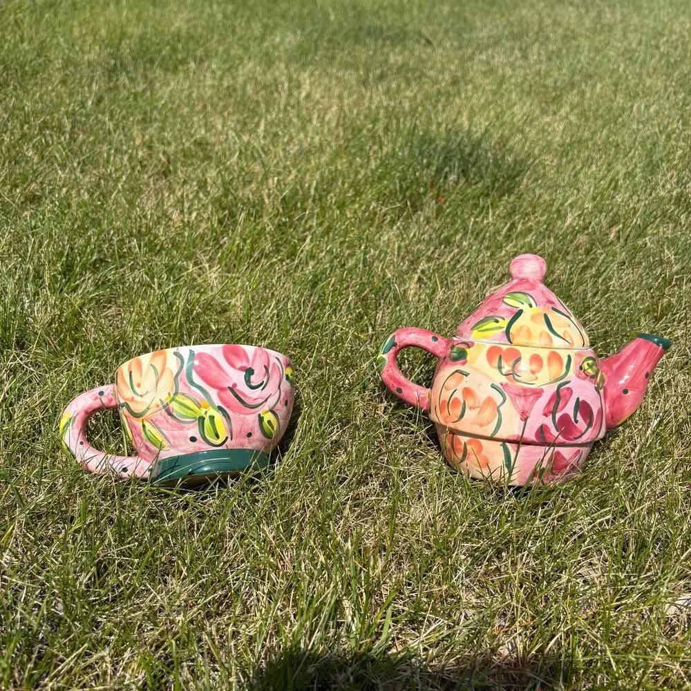 Vintage Bella Casa by Ganz ceramic stackable “tea for one” set